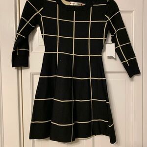 Poppies and Roses black and gold sweater dress. NWT. Girls S. Fits like a size 8